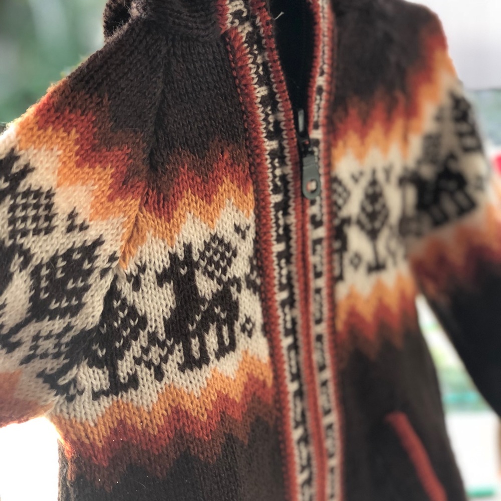 Handmade alpaca sweater and free alpaca socks